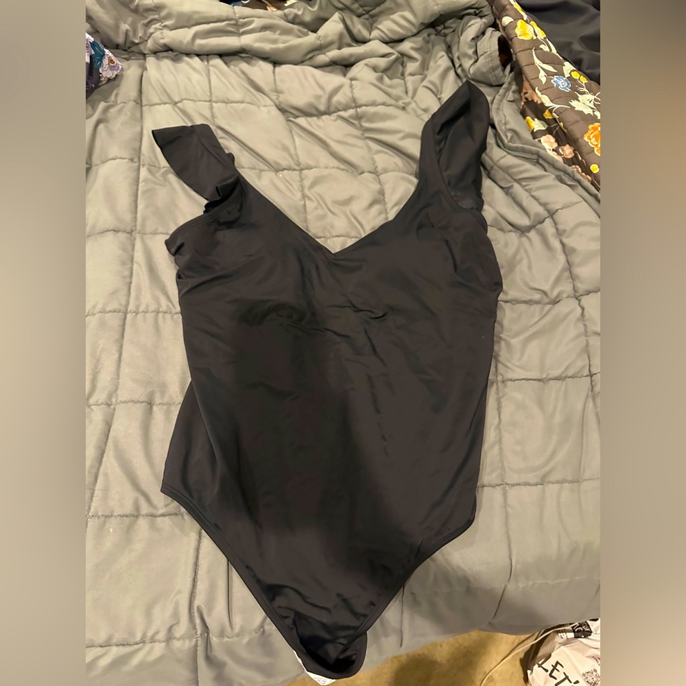 Black swimsuit.
